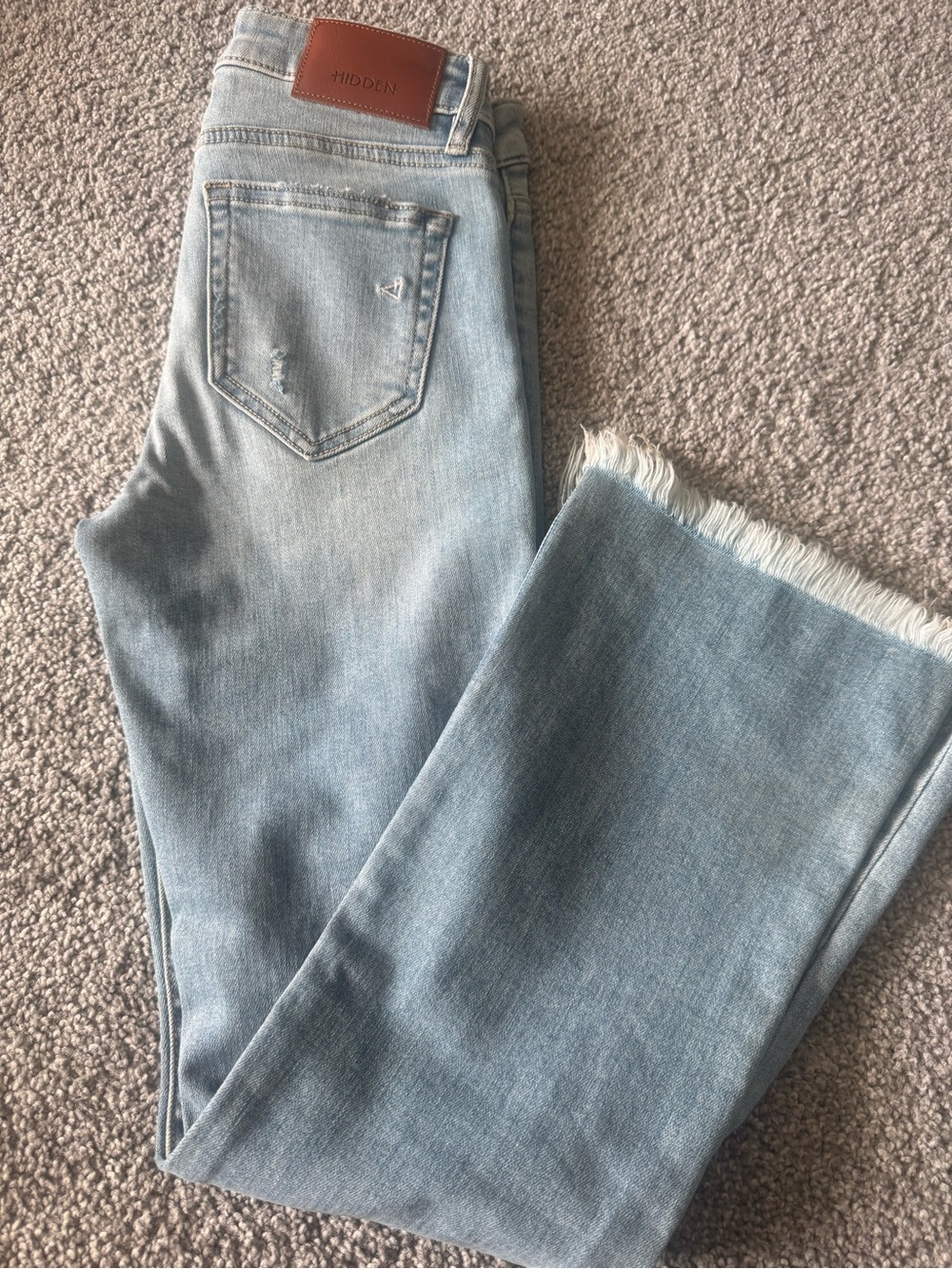 Hidden Jeans Light Blue Frayed Hem Wide Leg Jeans